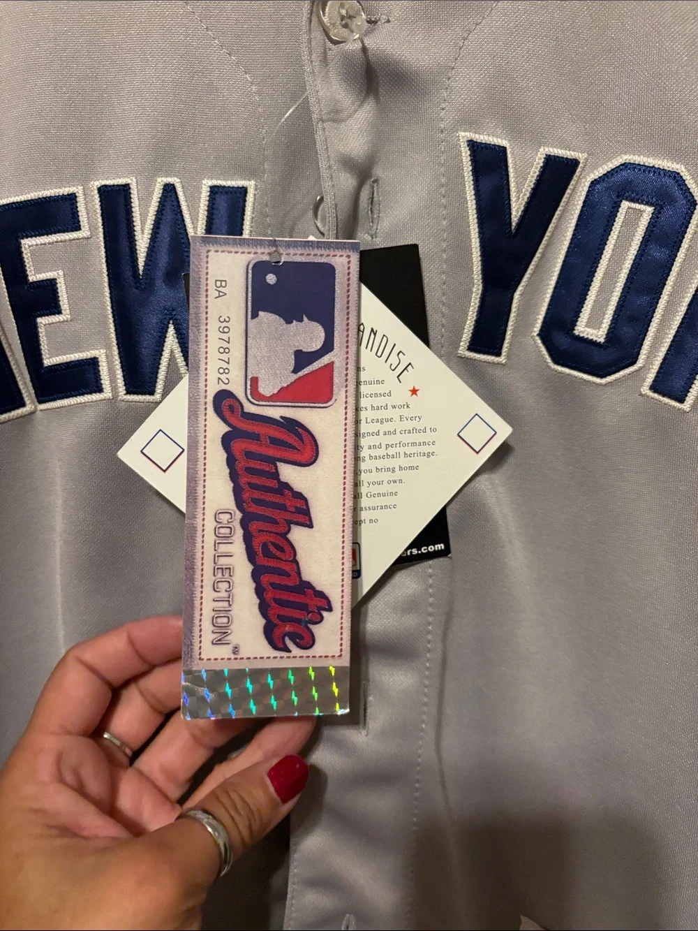 Majestic Grey New York Kids Baseball Jersey with Navy Accents